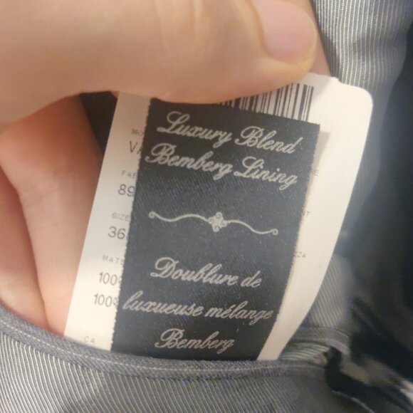 Simon Spurr 36S/30 modern slim skinny fit grey stripe 100% virgin wool bemberg - Picture 8 of 12